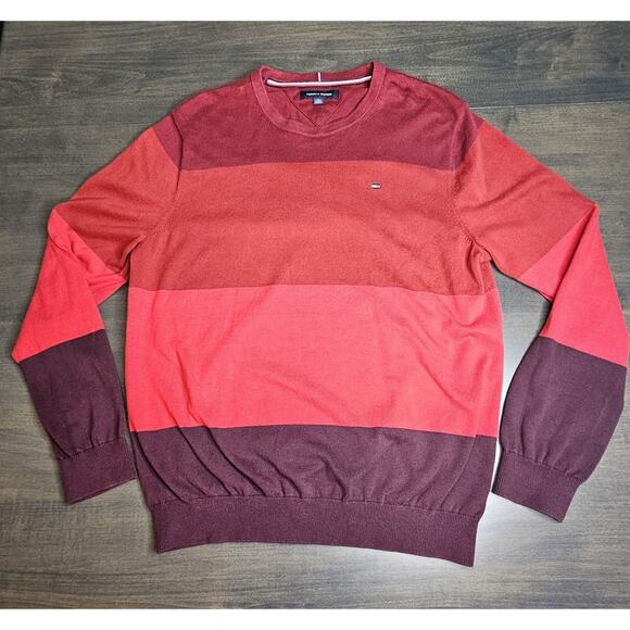 Tommy Hilfiger Pullover Sweater Men's Size XL Red Striped - Picture 1 of 6